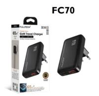 Fulltech FC70 65W Hızlı Şarj Adaptörü 1xUSB-A + 1xUSB-C Çıkışlı GaN Yenilikçi Hızlı Şarj Adaptörü - 1